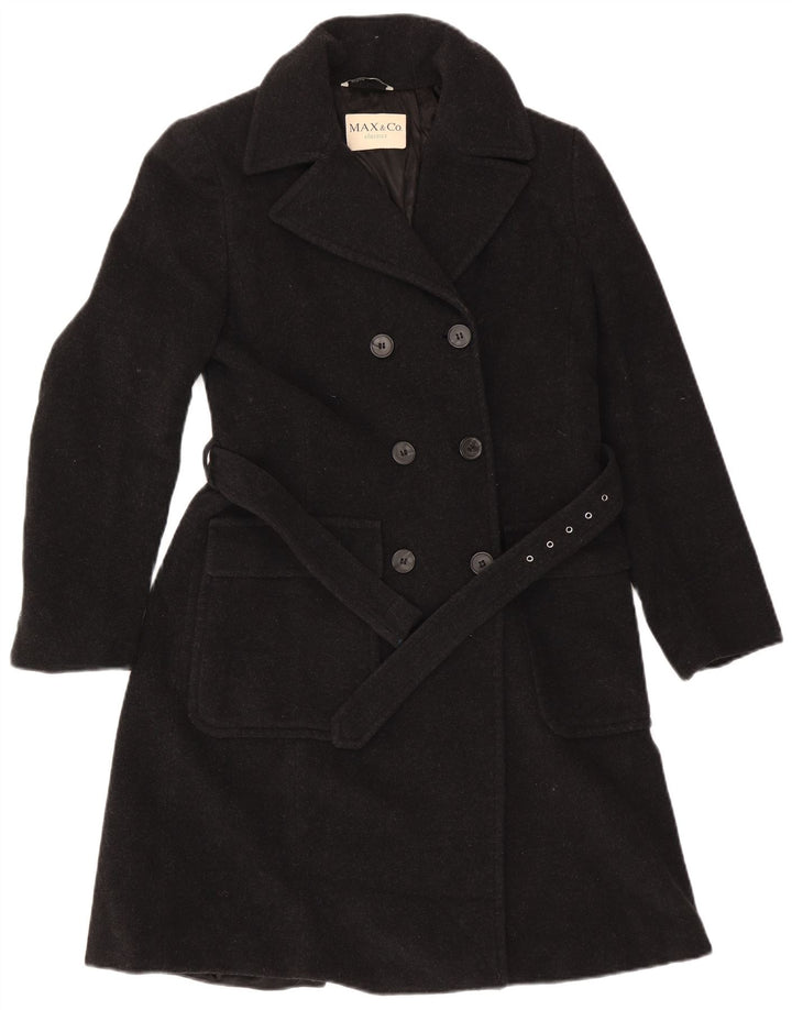 Casaco feminino oversized com peito duplo, Reino Unido 10, lã preta pequena, Max & Co.
