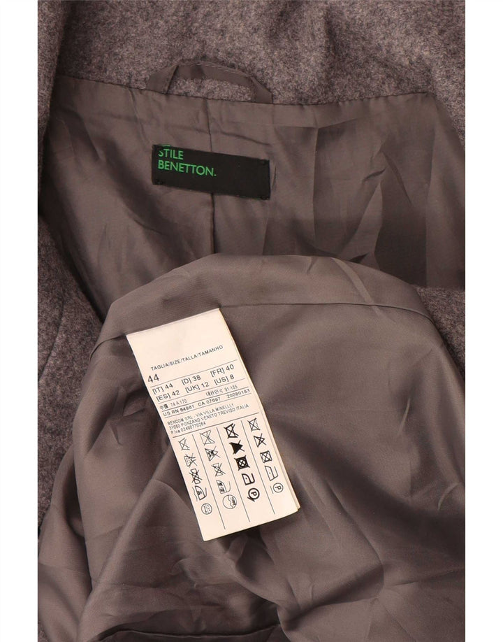 Sobretudo feminino Benetton UK 12 lã cinza médio