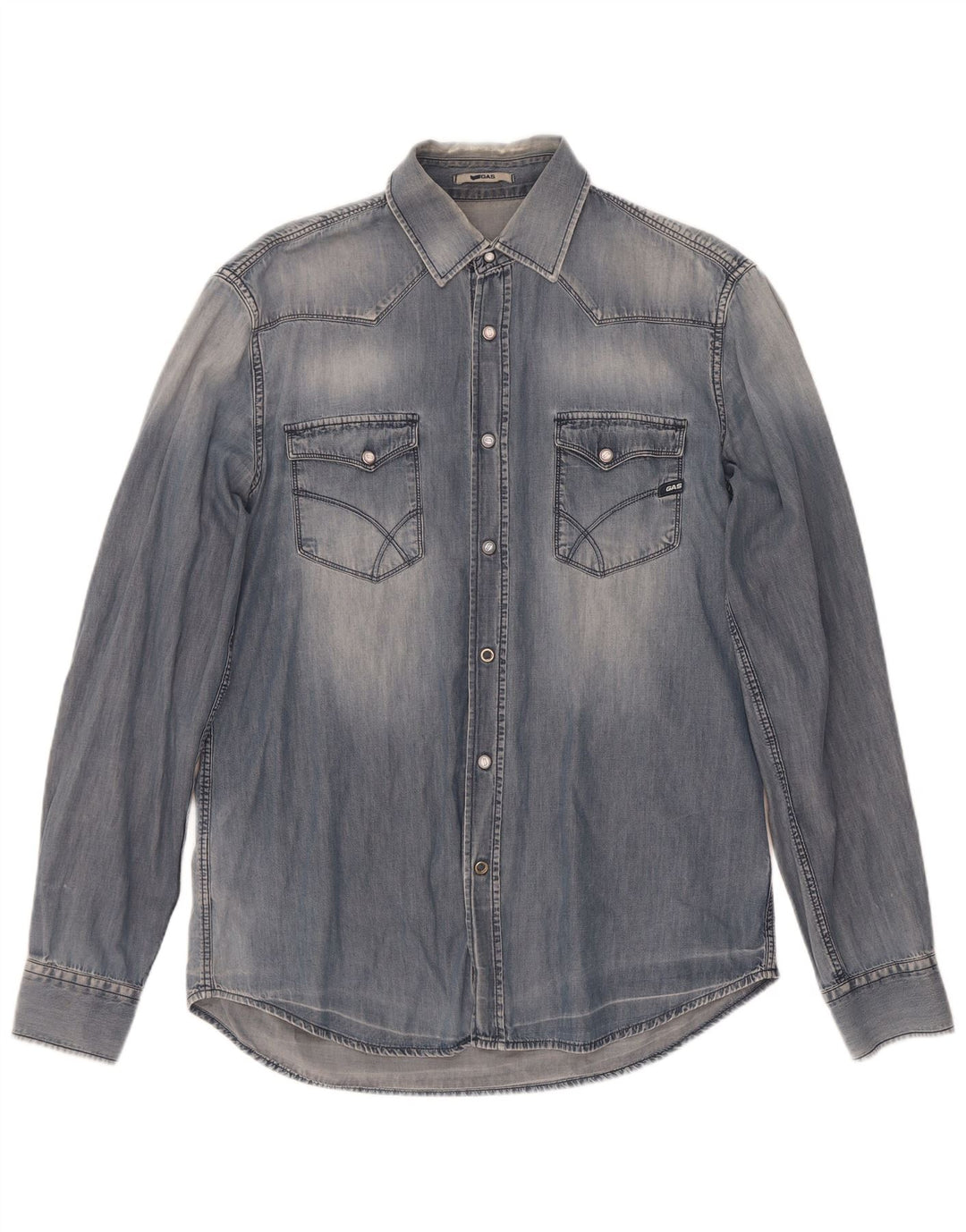 Camisa jeans masculina Gas XL algodão azul