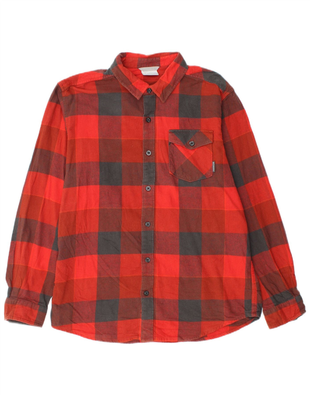 Columbia Camisa masculina de flanela vermelha média algodão guingão