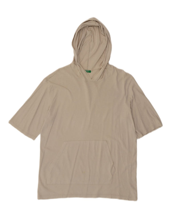 Camiseta masculina com capuz Benetton Top médio de algodão branco