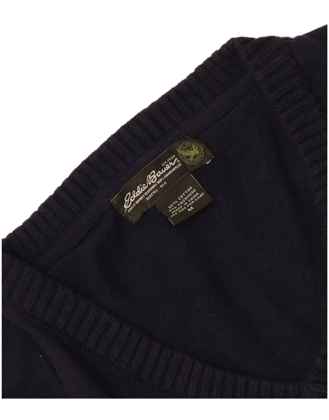 Eddie Bauer Suéter masculino com gola V e algodão azul marinho médio