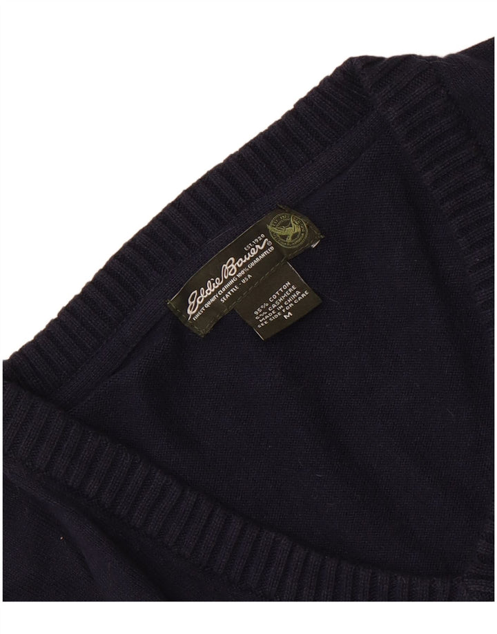 Eddie Bauer Suéter masculino com gola V e algodão azul marinho médio
