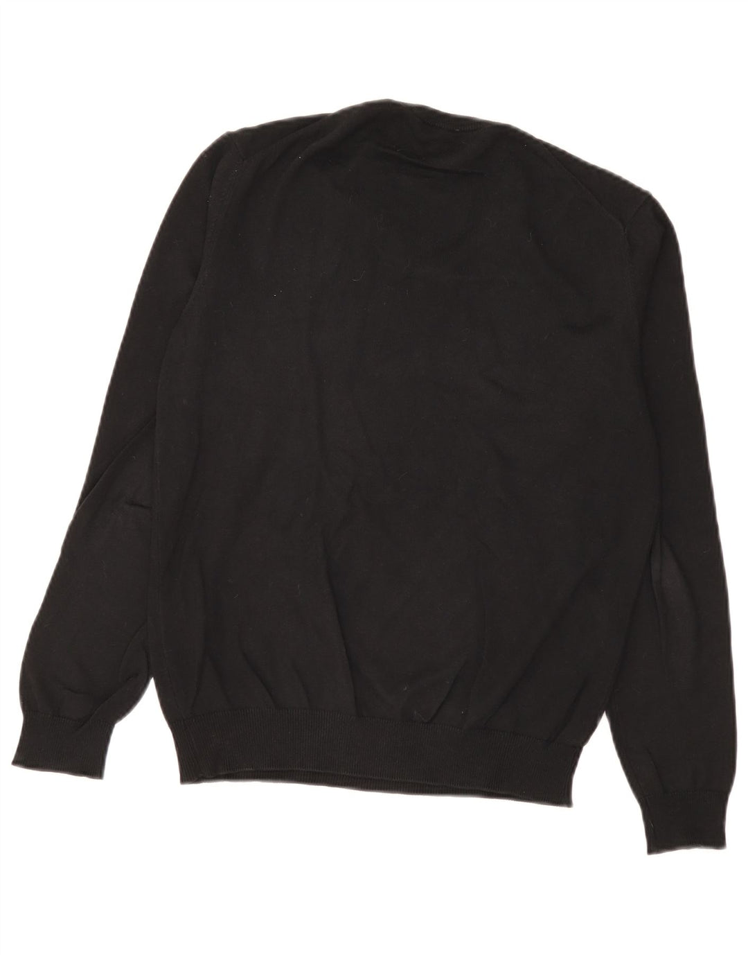 Suéter masculino Benetton com decote em V pequeno algodão preto