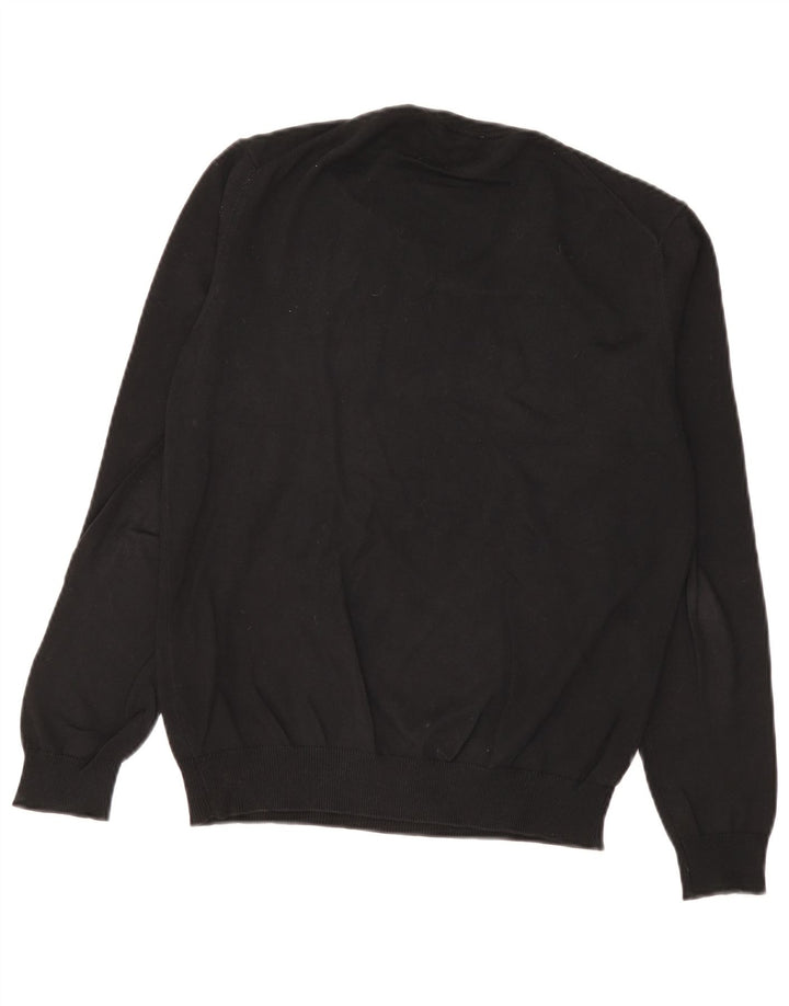Suéter masculino Benetton com decote em V pequeno algodão preto