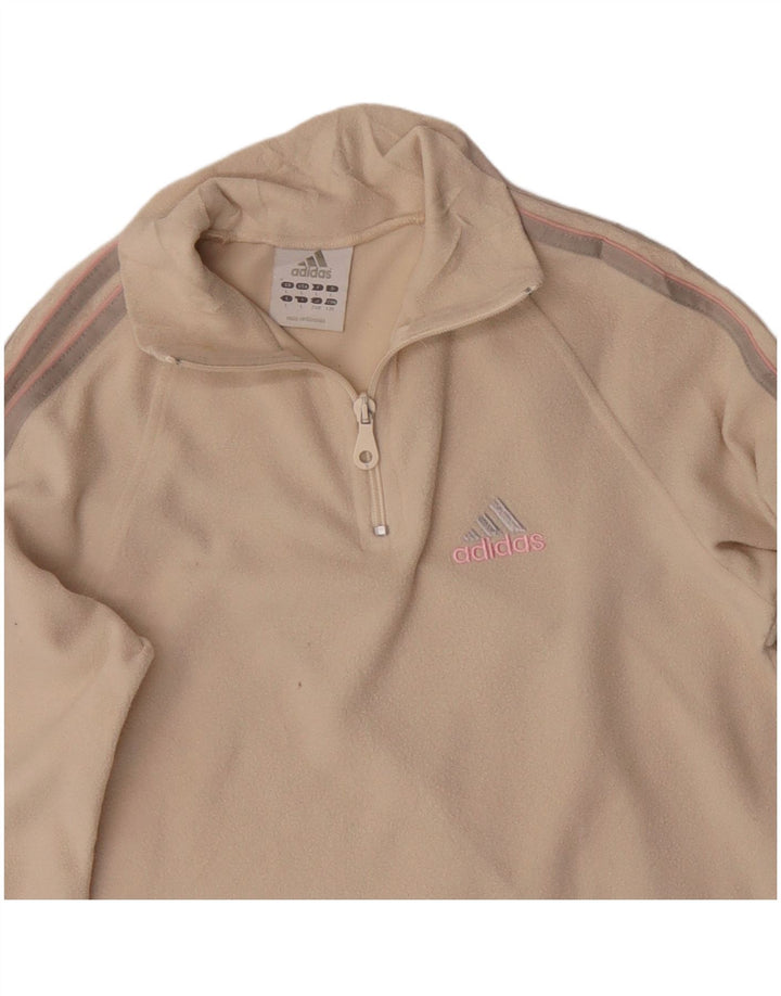 Adidas feminino zip neck velo jumper reino unido 14 grande bege poliéster