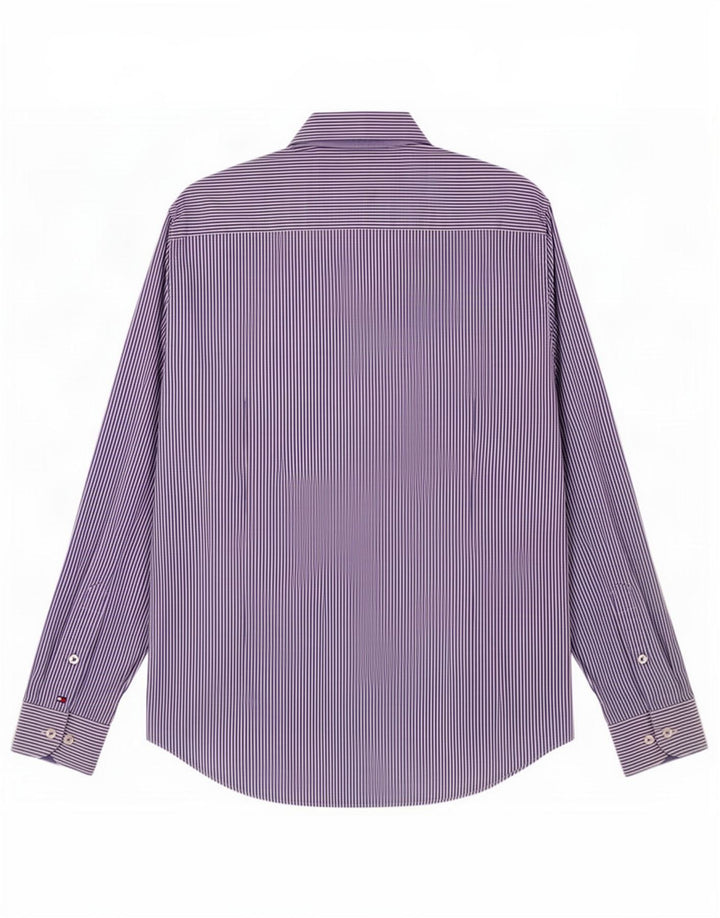 Camisa masculina Tommy Hilfiger de algodão listrado azul médio