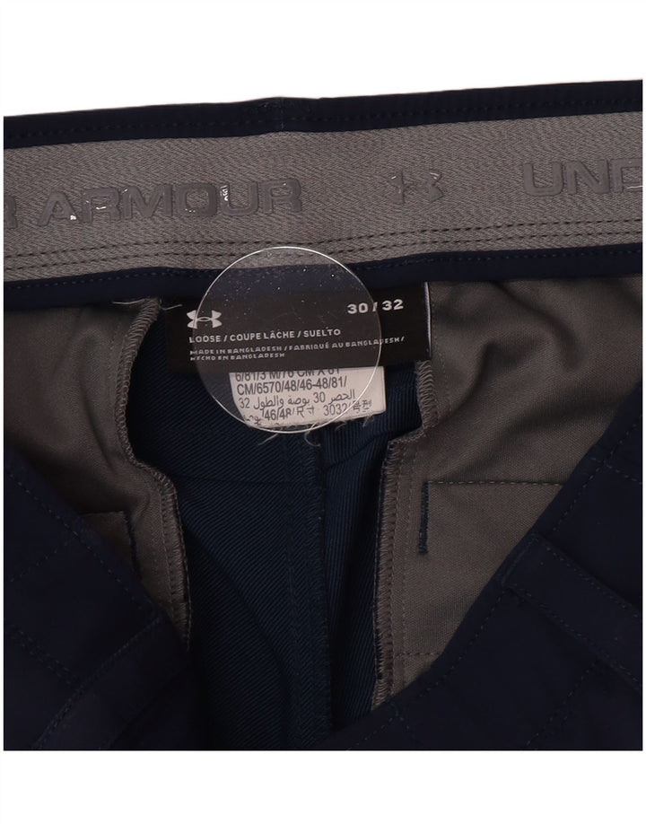 Under Armour Mens Straight Chino Calças W30 L32 Poliéster Azul Marinho