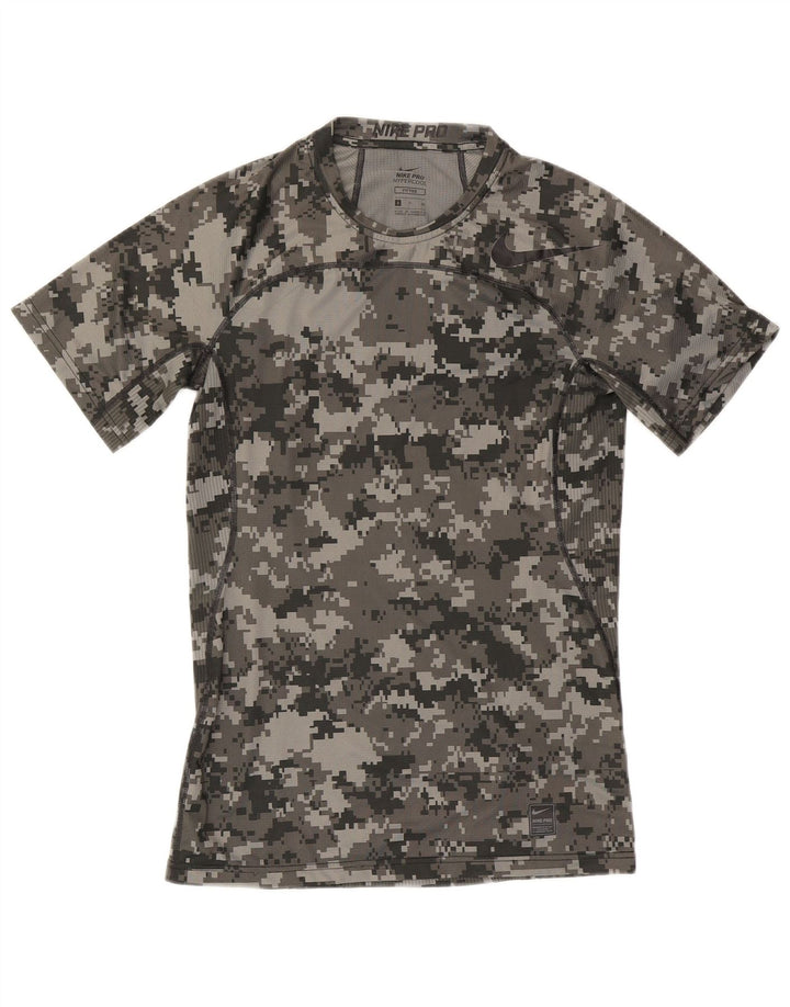 Camiseta Nike Masculina Fitted Graphic Top Pequeno Poliéster Geométrico Cinza