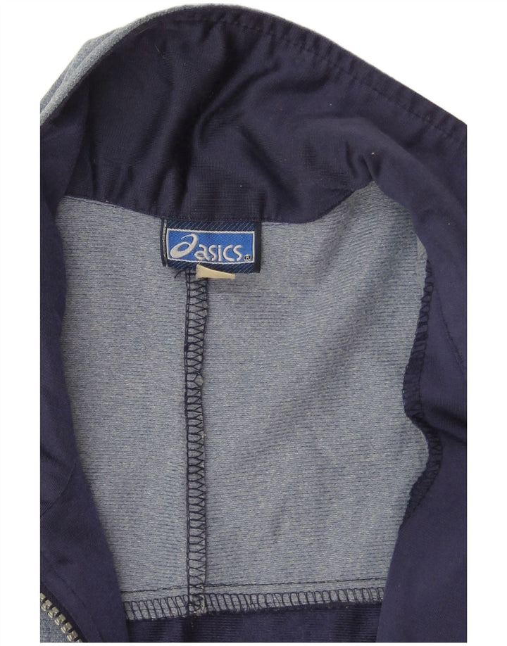 Jaqueta ASICS masculina com agasalho gráfico grande bloco colorido azul marinho