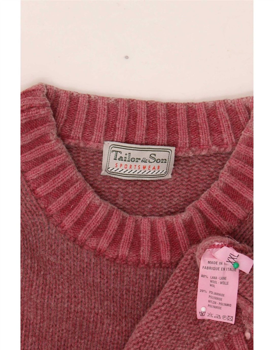Suéter masculino Tailor & Son com gola redonda 2XL lã vermelha