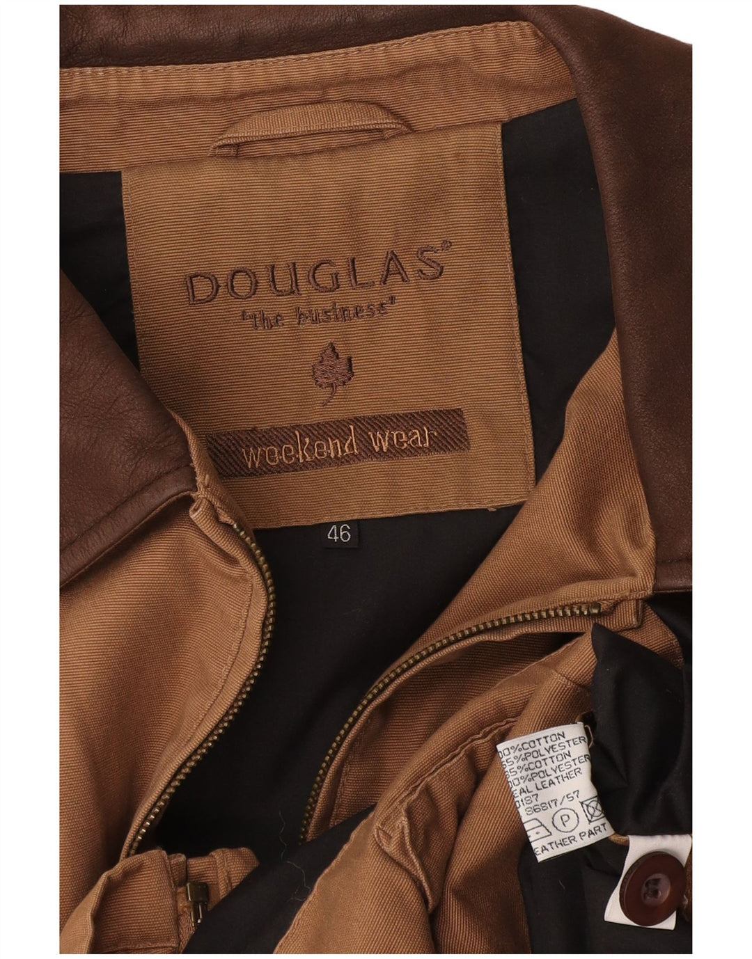 Jaqueta bomber masculina Douglas UK 46 3XL algodão bege
