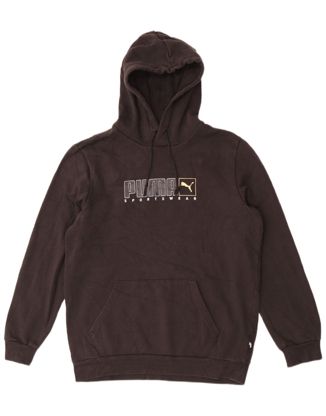 Puma masculino gráfico moletom com capuz médio algodão preto