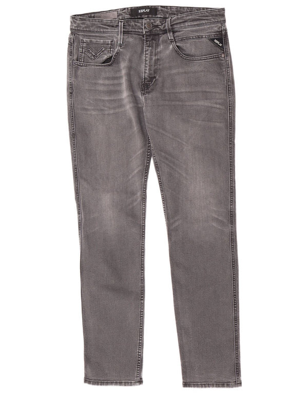 Replay Jeans Slim Feminino W33 L32 Algodão Cinza