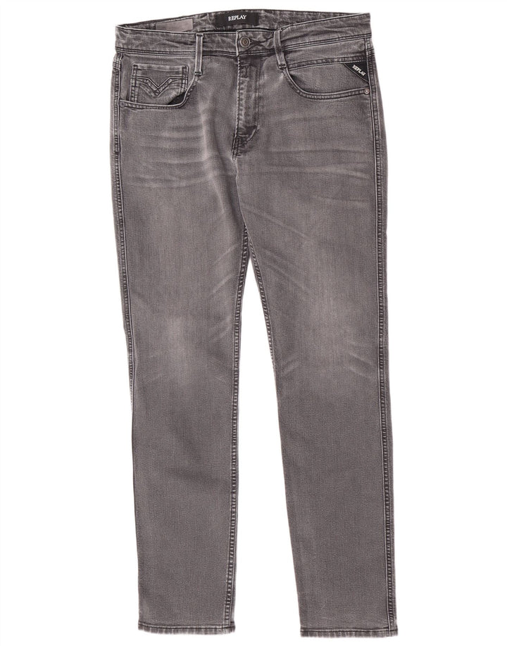 Replay Jeans Slim Feminino W33 L32 Algodão Cinza