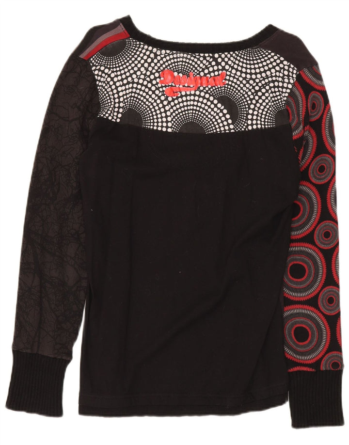Top gráfico feminino Desigual manga comprida UK 20 2XL preto geométrico
