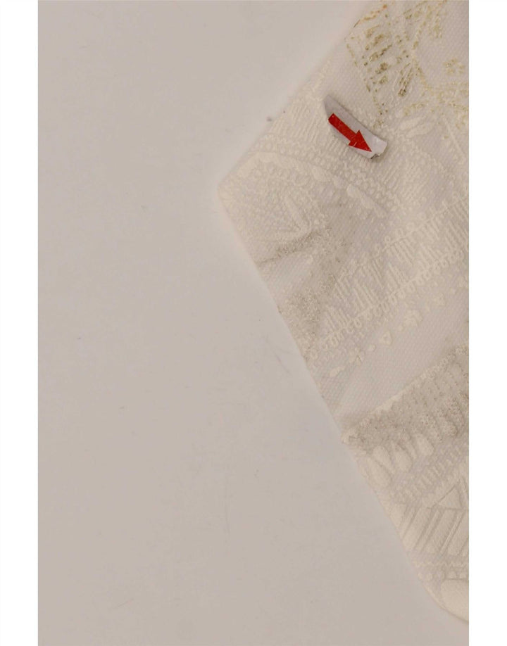 Vestido feminino Zara Shift UK 12 médio branco paisley