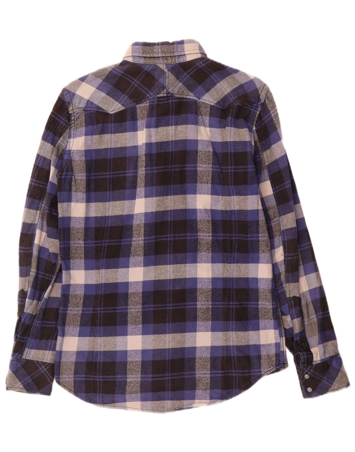 Camisa masculina diesel de flanela pequena xadrez azul marinho de algodão