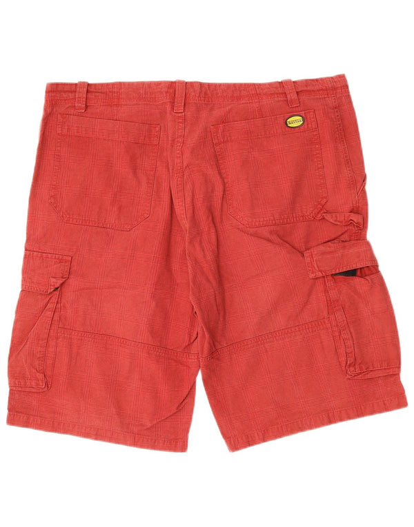DIADORA Mens Cargo Shorts XL W38 Algodão Xadrez Vermelho