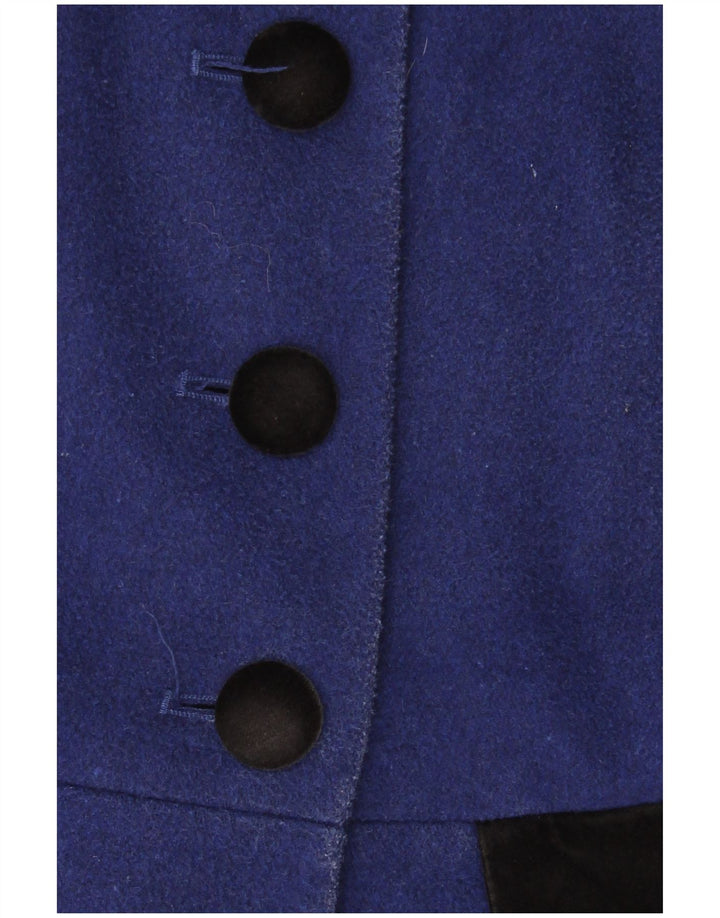 Sobretudo feminino Monsoon UK 10 pequeno bloco colorido azul