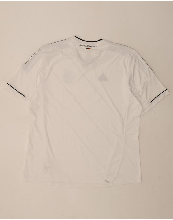 Adidas Mens Deutscher Fussball Bund Camiseta Top 2XL Branco Listrado Poliéster