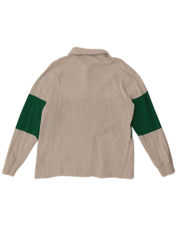 Zara Womens Harvard Graphic Rugby Polo Shirt UK 16 Large White Colourblock