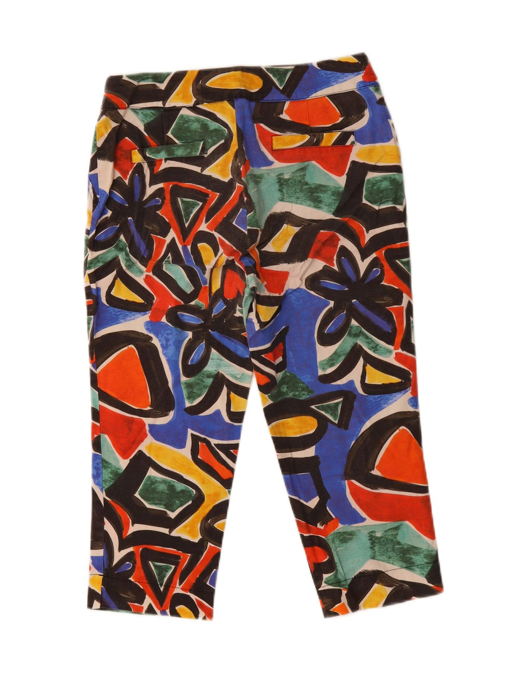 Calça capri feminina VINTAGE com padrão abstrato IT 44 médio W28 L19 vermelha