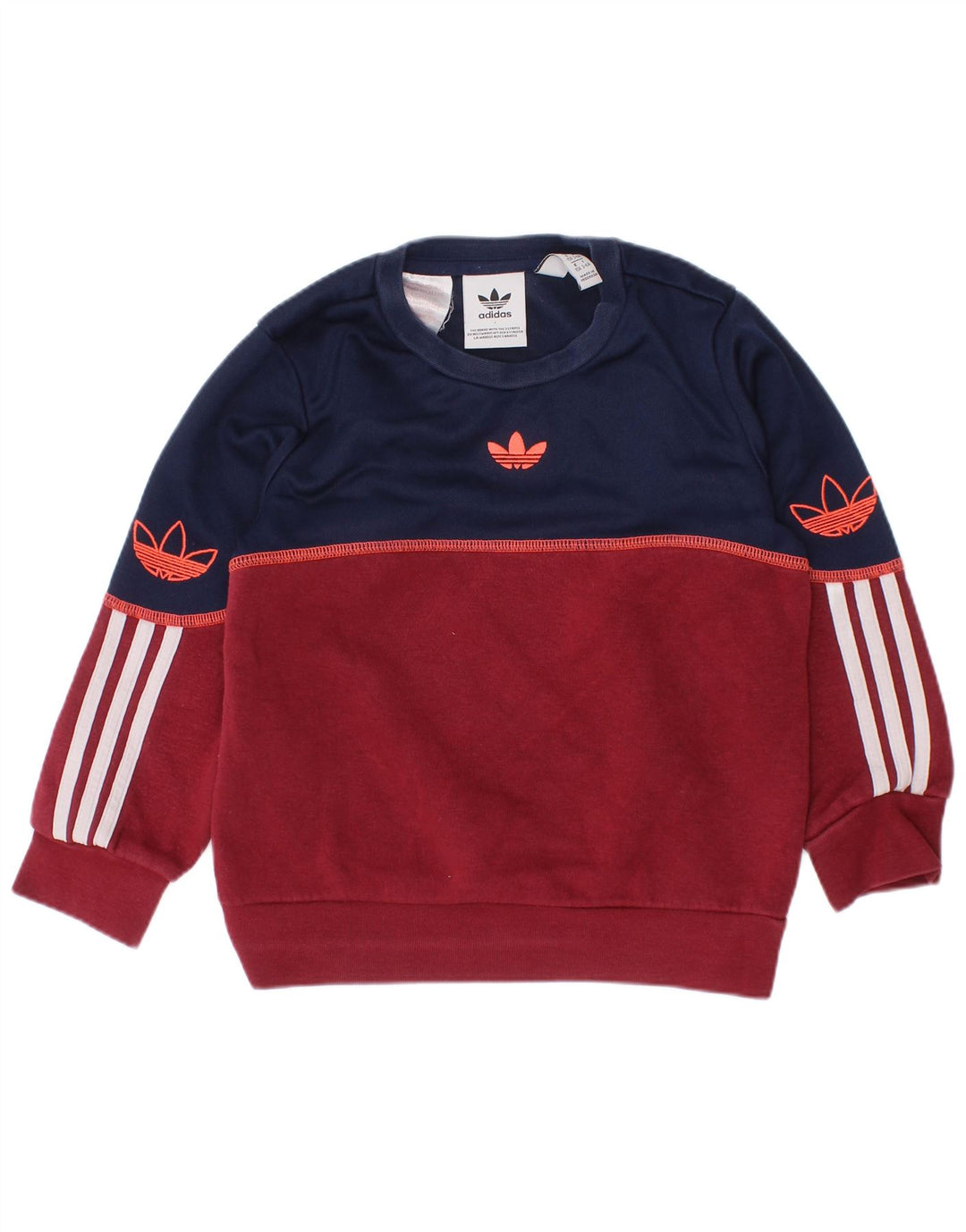 ADIDAS Meninos Graphic Sweatshirt Jumper 3-4 Anos Marrom Colourblock Algodão