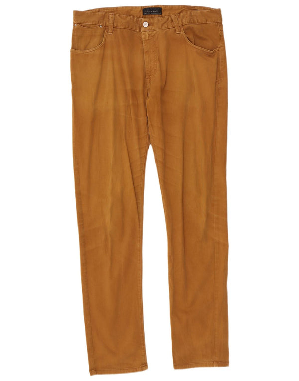 Zara Calça masculina slim casual EU 46 XL W36 L34 algodão marrom