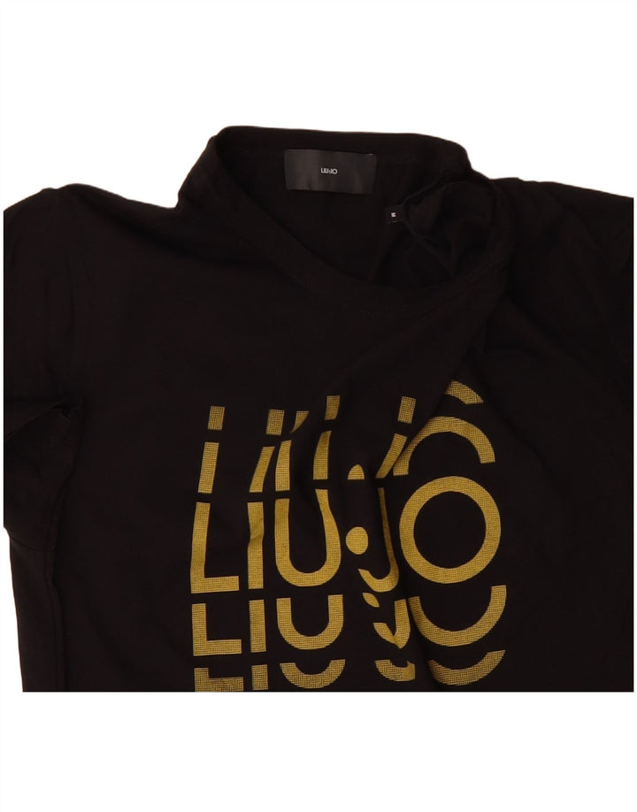 LIU JO Mens Graphic T-Shirt Top Medium Black Cotton
