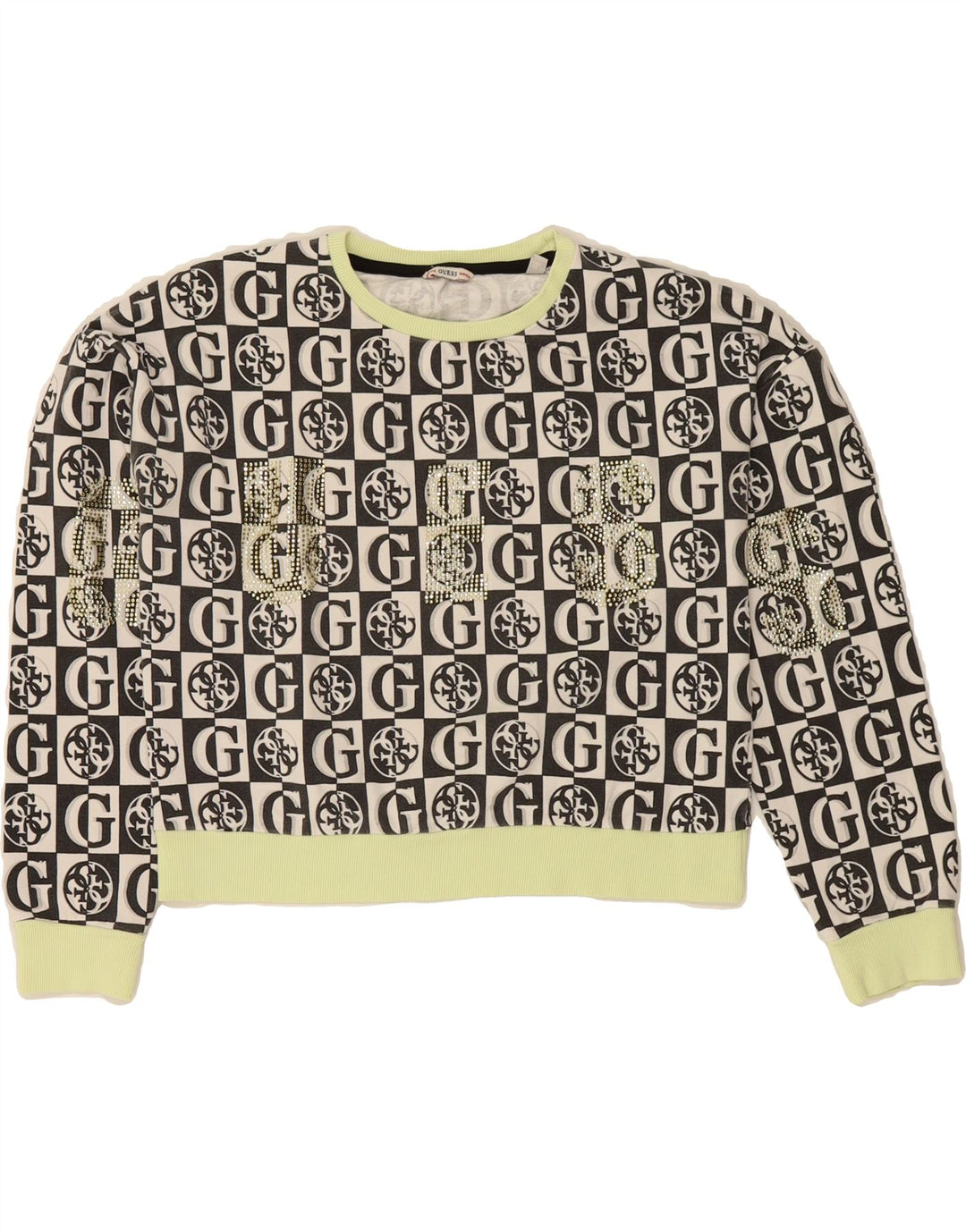 GUESS Girls Graphic Sweatshirt Jumper 15-16 Years Black Cotton Vintage Guess and Second-Hand Guess from Messina Hembry 