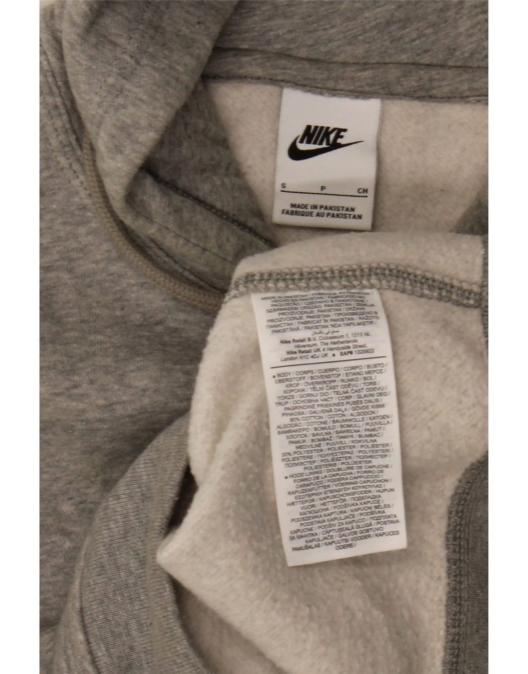Jumper com capuz masculino Nike pequeno algodão manchado cinza