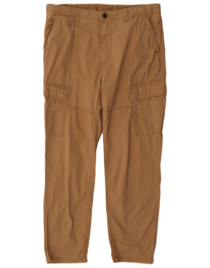 Calça cargo reta masculina Marks & Spencer W38 L31 algodão marrom