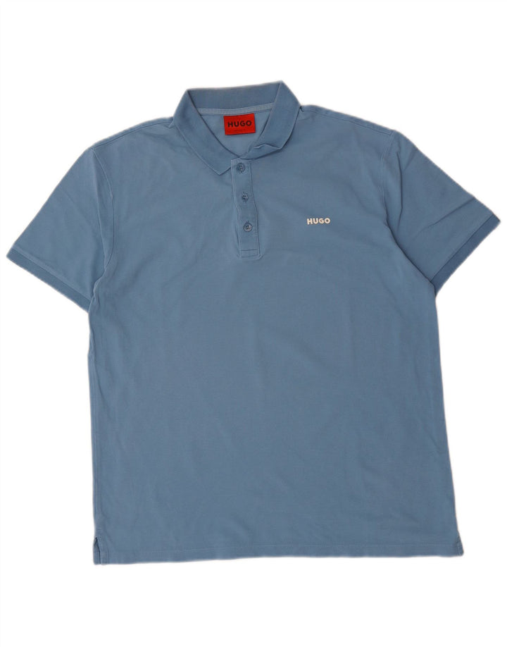 Camisa polo masculina Hugo Boss algodão azul médio