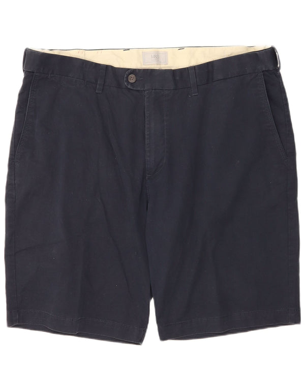Shorts chino masculino Marks & Spencer W42 2XL algodão azul marinho