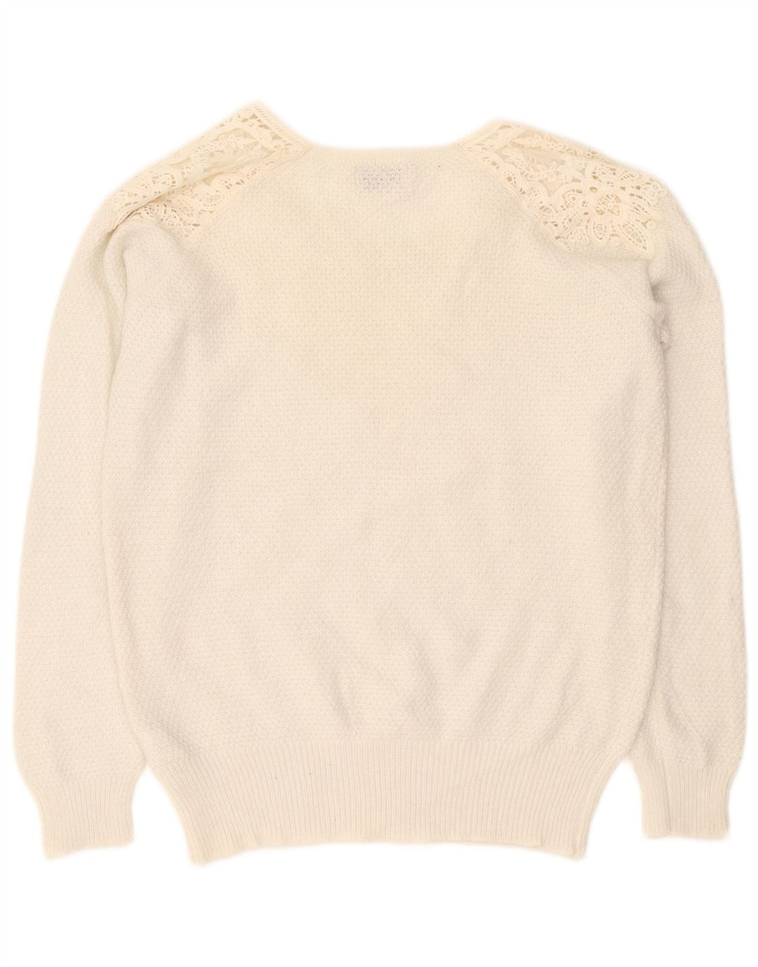 Suéter feminino Marks & Spencer Indigo com gola canoa Reino Unido 12 médio branco