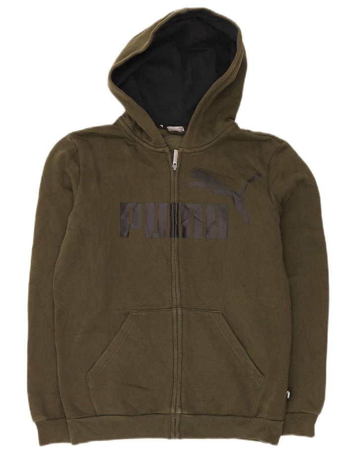 Suéter PUMA Boys Graphic Zip com capuz 13-14 anos algodão verde