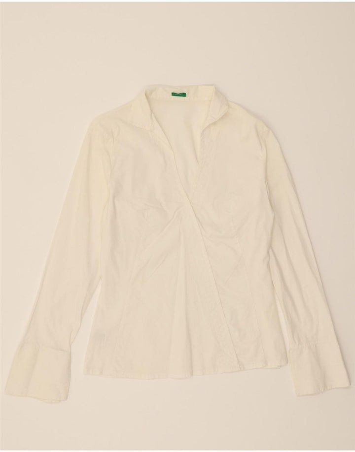 Blusa feminina BENETTON UK 12 algodão branco médio