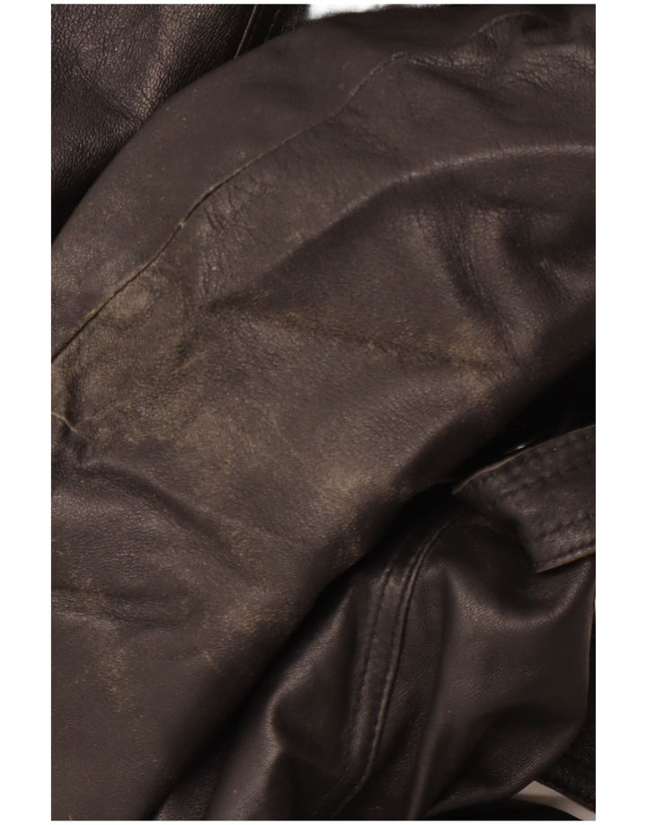 Casaco de couro feminino VINTAGE IT 40 pequeno preto