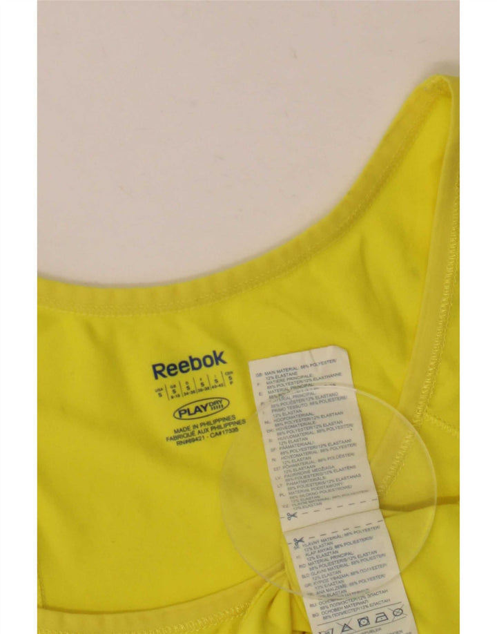Reebok Womens Vest Top UK 8/10 Pequeno Poliéster Amarelo