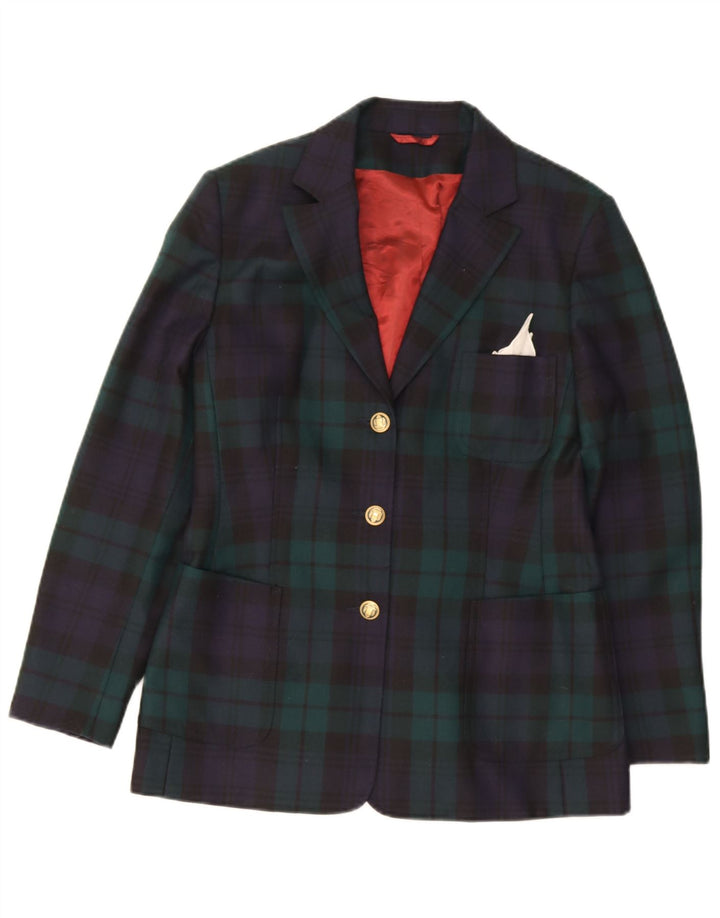 Jaqueta blazer feminina de 3 botões Charles Robertson Reino Unido 14 grande xadrez azul marinho