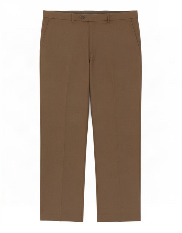 Calça masculina de ajuste regular Marks & Spencer W40 L31 poliéster marrom