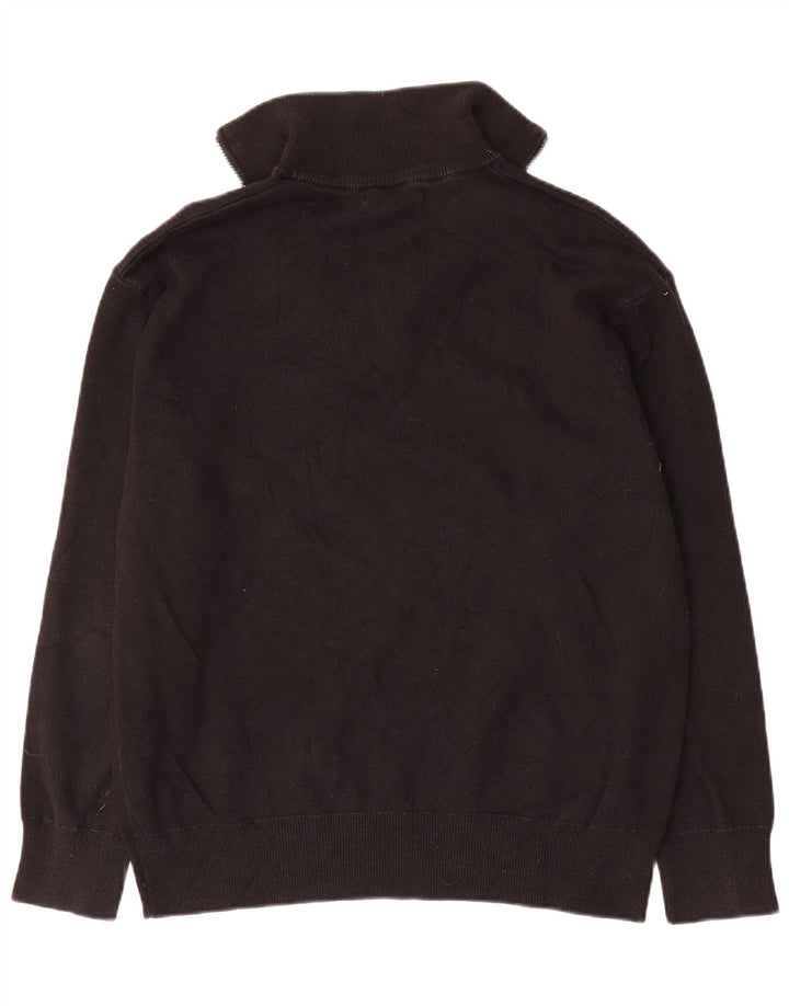 Suéter masculino Zara com zíper e gola alta de algodão preto médio