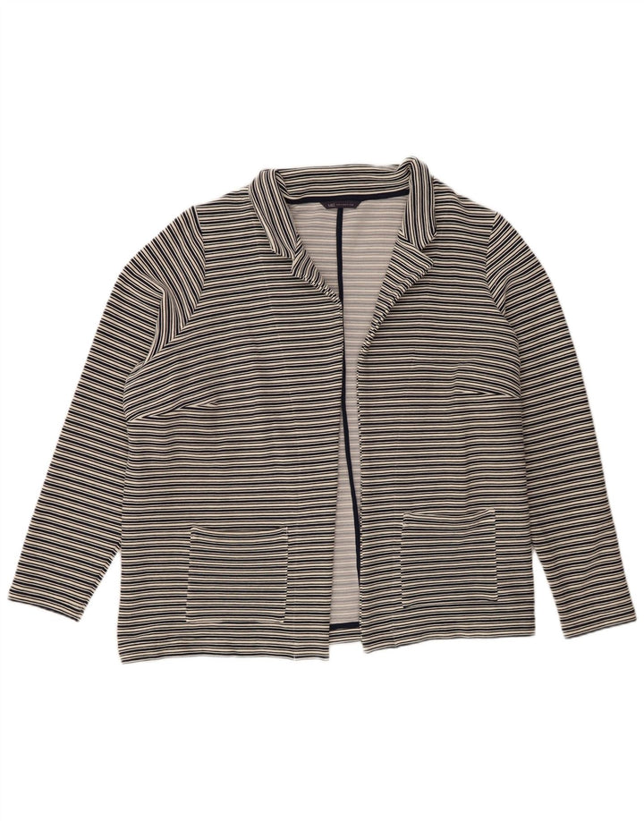 Jaqueta blazer aberta feminina Marks & Spencer UK 24 4XL azul marinho listrado