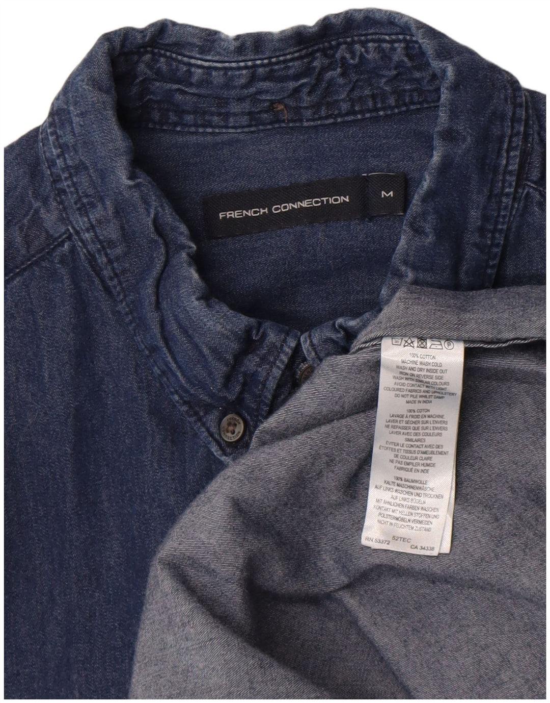 Camisa jeans masculina French Connection algodão azul médio