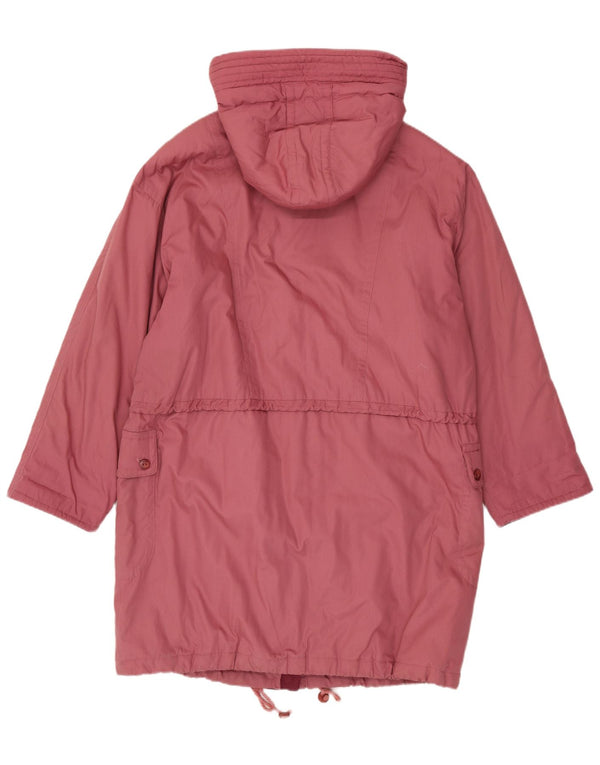 Casaco acolchoado de grandes dimensões com capuz feminino vintage poliéster rosa grande Reino Unido 16
