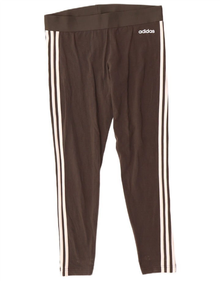 Leggings Adidas Mulher UK 16/18 Grande Algodão Cinza