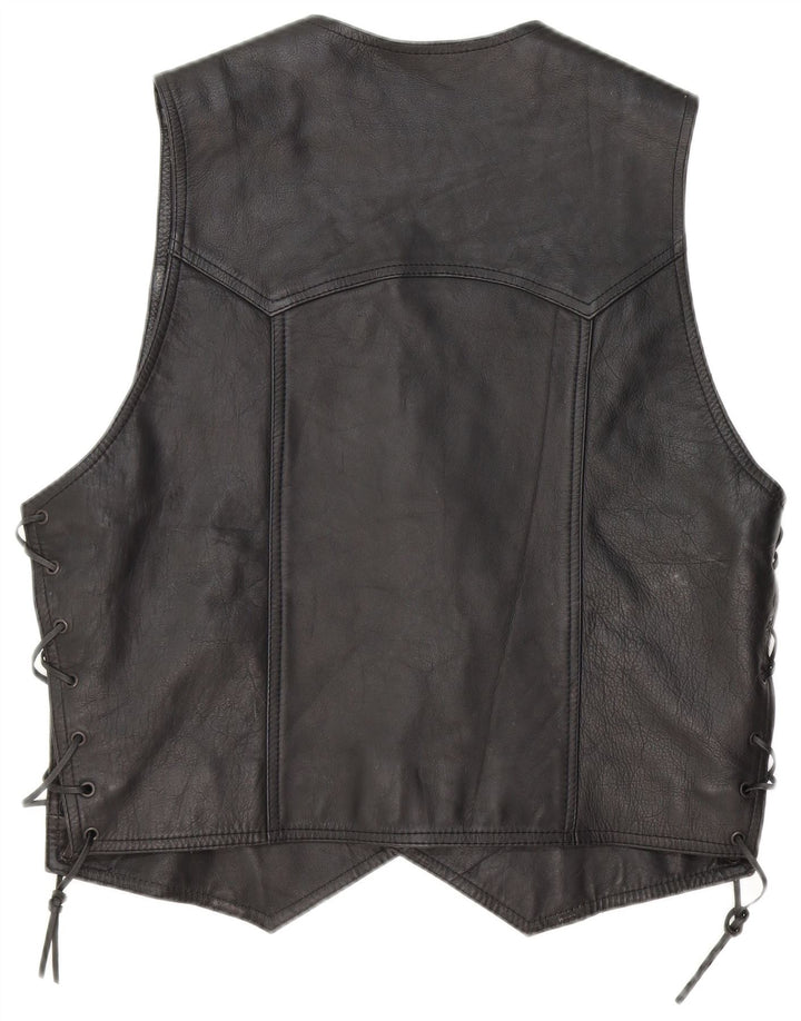 Colete de couro masculino LOUIS grande couro preto