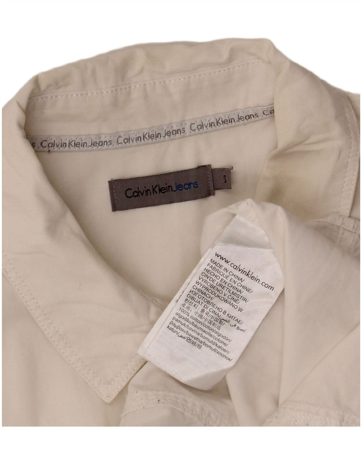 CALVIN KLEIN JEANS Camisa feminina oversized Reino Unido 10 pequeno algodão branco