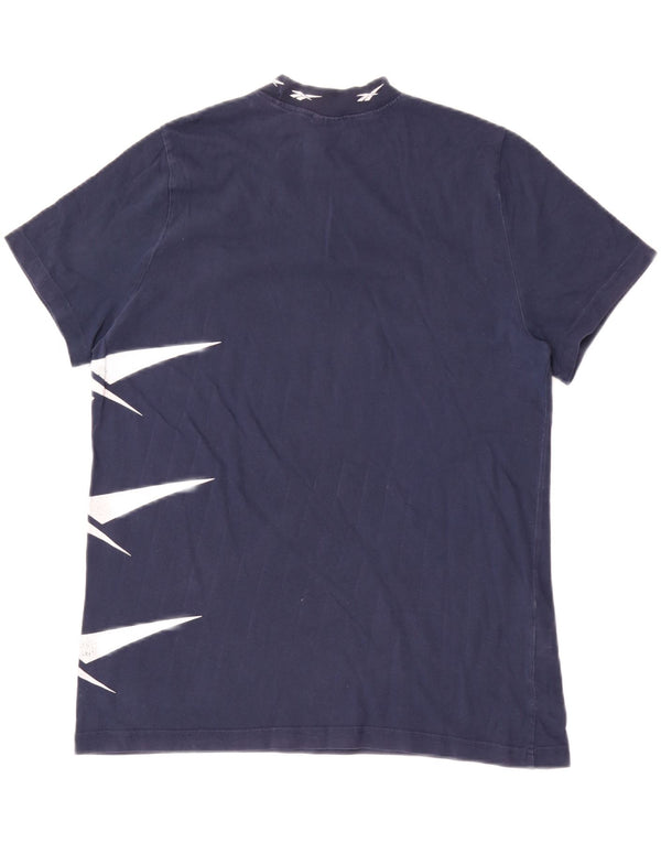 Camiseta feminina Reebok Graphic Top UK 16 grande algodão azul marinho